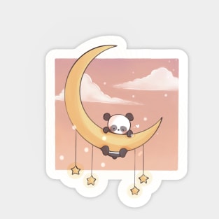 Panda on Moon Sticker